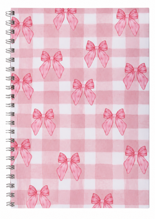 Pink Gingham Bows Notebook With 2026 & 2027 Calander