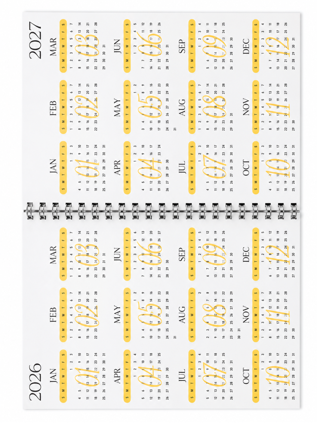Lemon Notebook with 2026 & 2027 Calander